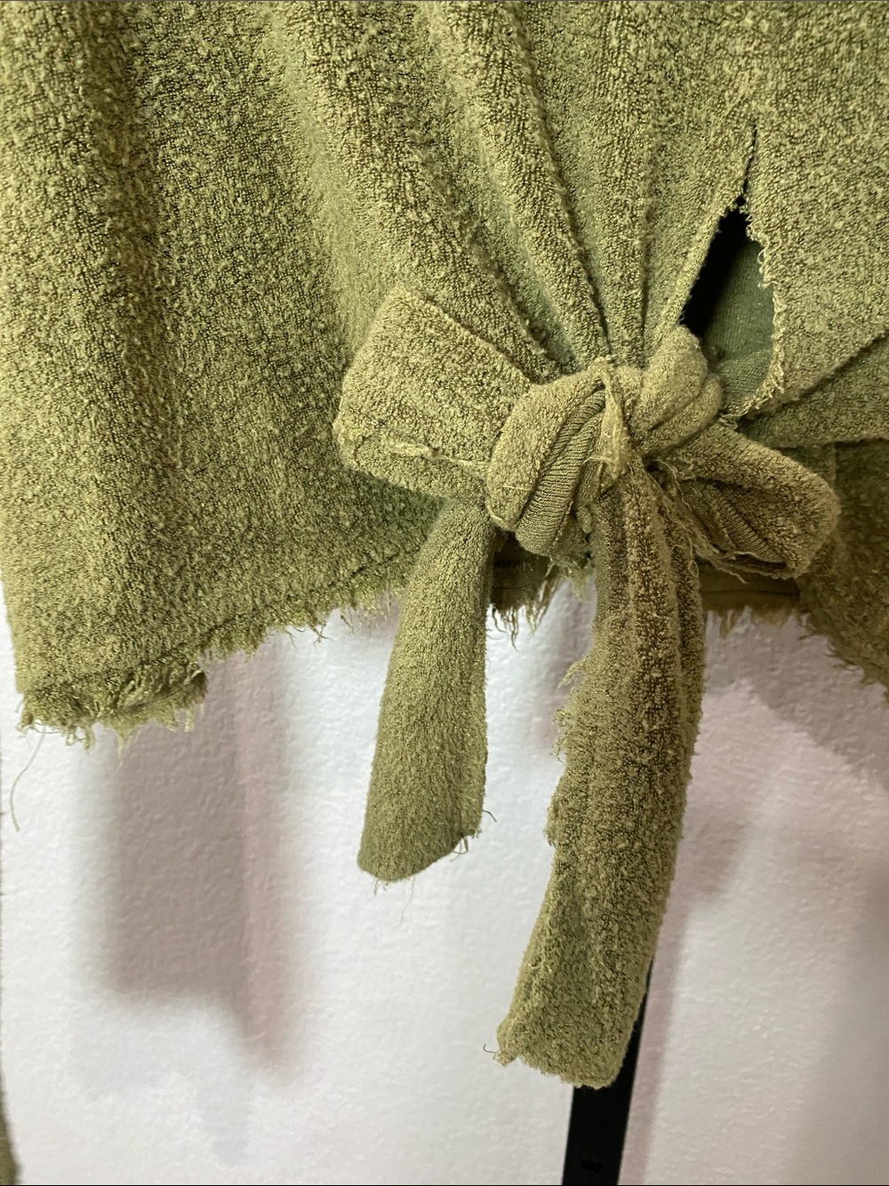 Free People Olive Tie-Front Textured distressed raw hem Henley - Picture 6 of 7